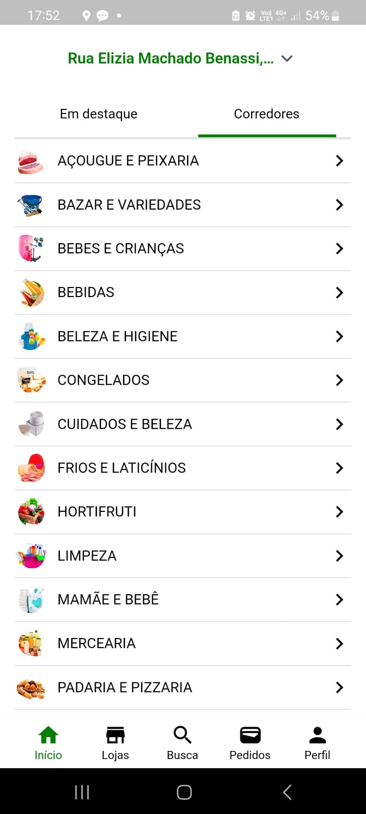listagem de corredores abx store
