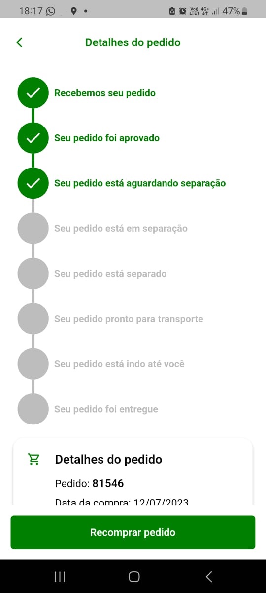 status logísticos no abx store