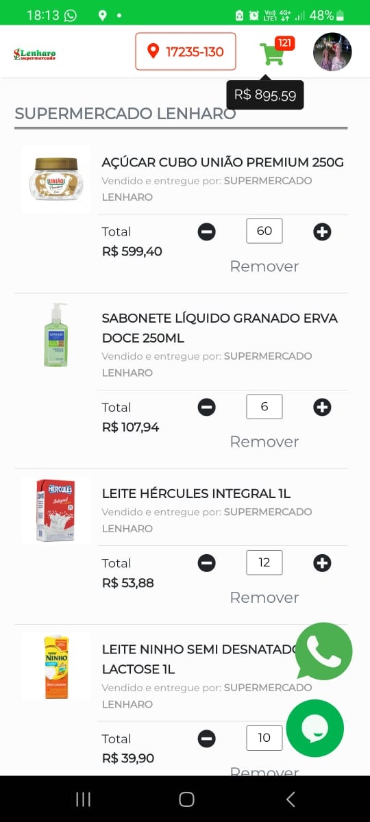 listagem de itens no aplicativo abx store