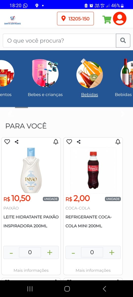 listagem de itens no aplicativo sicompra